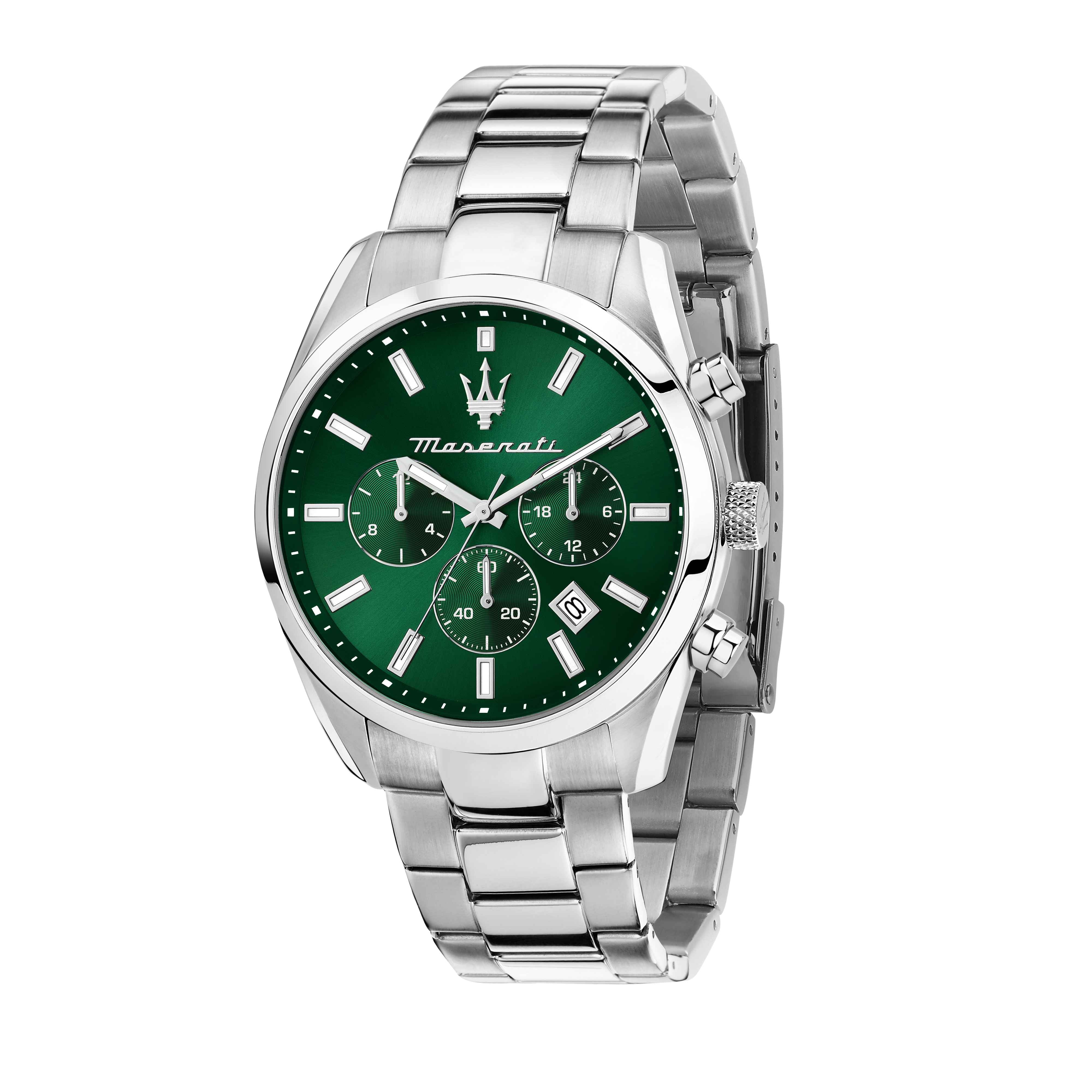 Orologio Uomo Maserati Acciaio Lucido Quarzo Cronografo Verde Data R8853151011