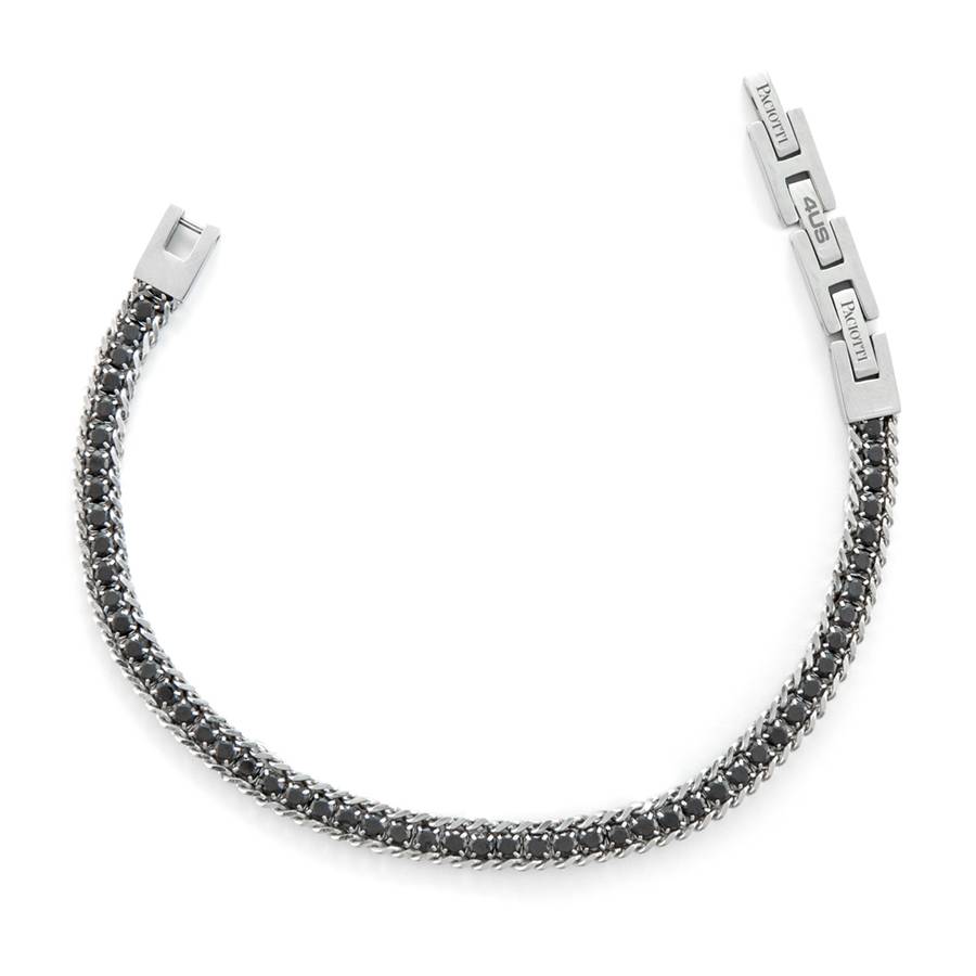Bracciale Uomo 4US Cesare Paciotti Tennis Acciaio Zirconi Nero 4UBR6348