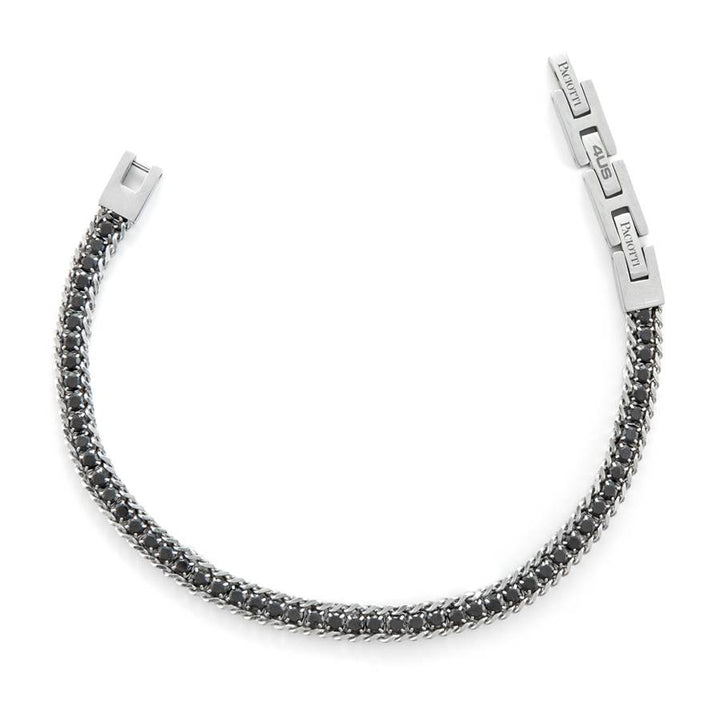 Bracciale Uomo 4US Cesare Paciotti Tennis Acciaio Zirconi Nero 4UBR6348