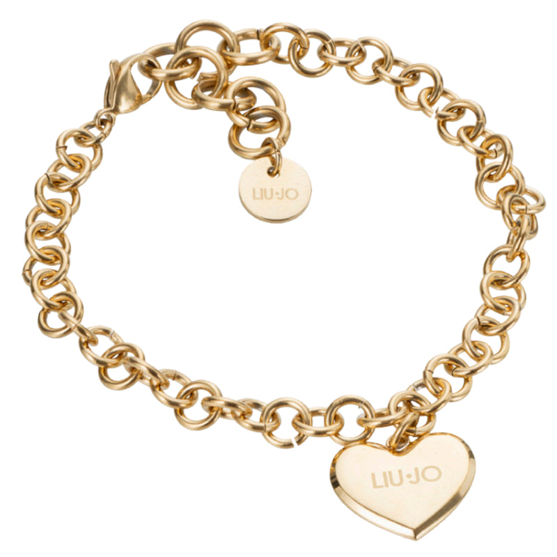 Bracciale Donna Liu Jo Acciaio Dorato Ciondolo Cuore A Lastra LJ2180