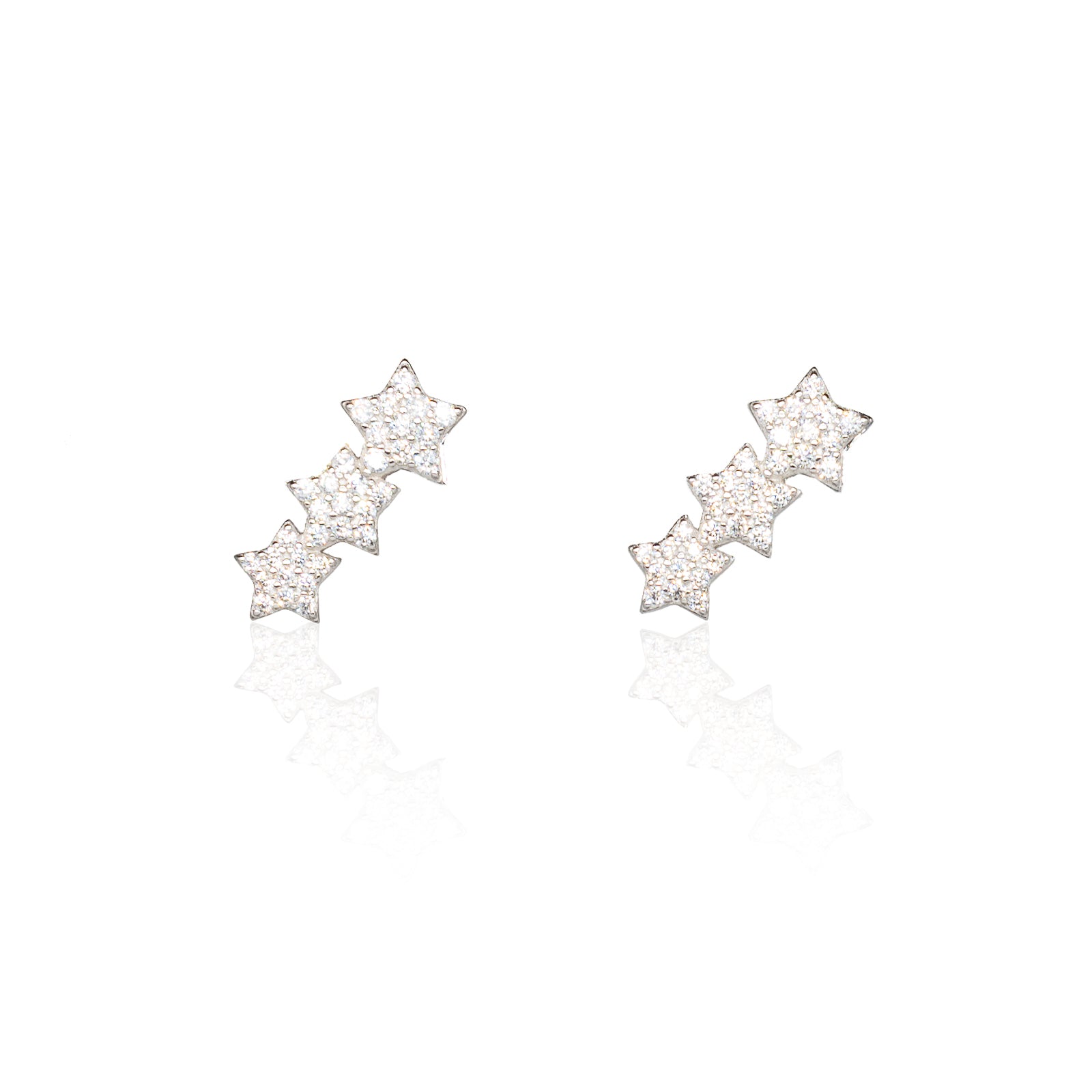 Orecchini Donna Re Mida Argento 925 Stelle Con Zirconi Bianchi O021