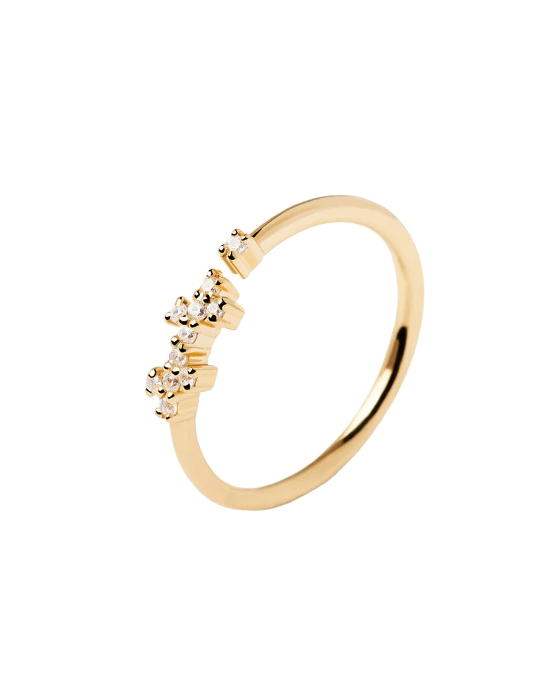 Anello Donna PDPaola Argento 925 Dorato Aperto Zirconi Bianchi AN01-672-14