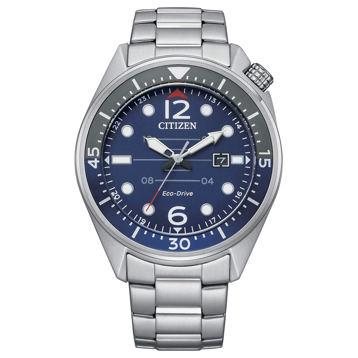 Orologio Uomo Citizen Eco Drive OF Seaplane Solo Tempo Blu Grigio AW1716-83L