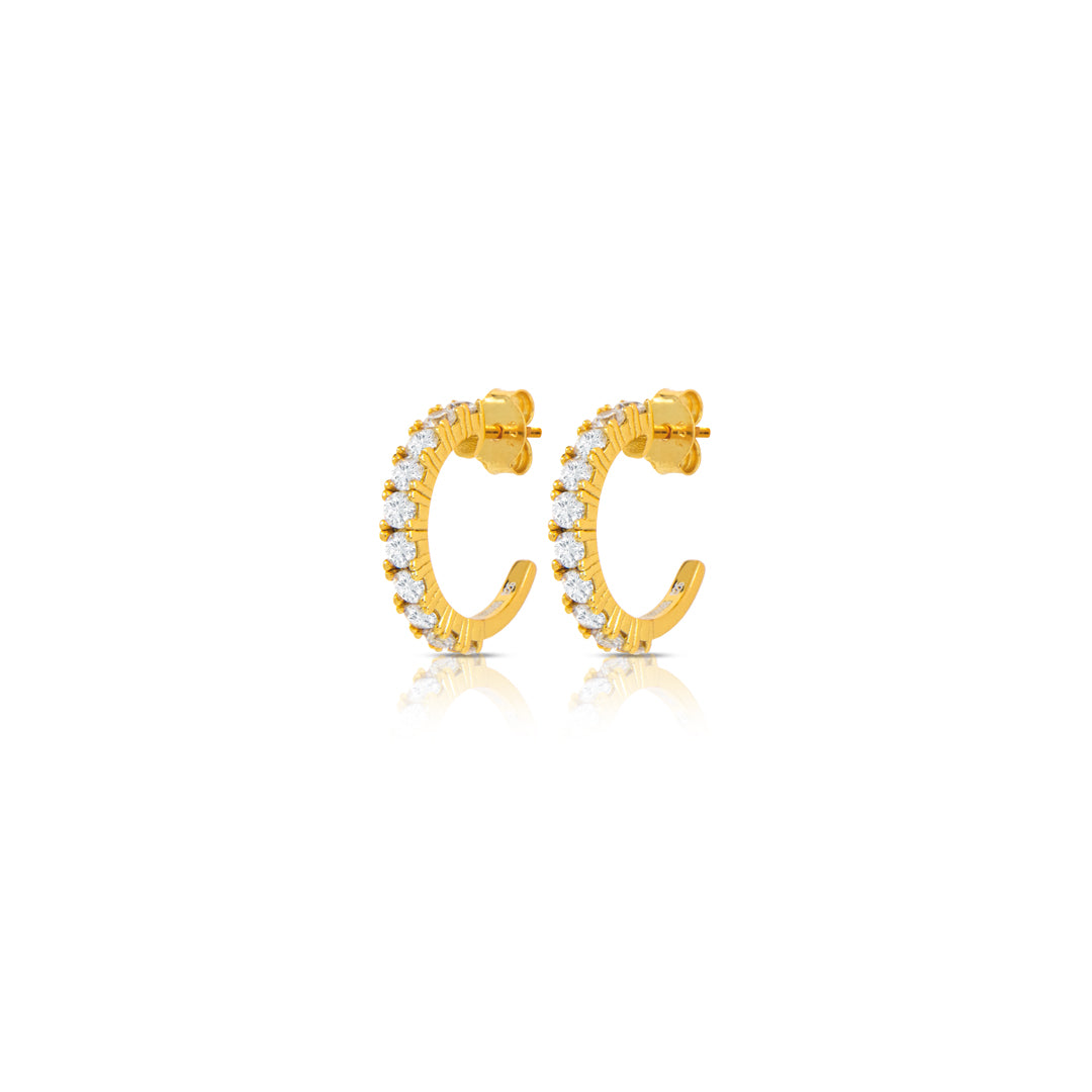 Orecchino Donna Kulto Argento Dorato 925 Cerchietto A lobo Zirconi Bianchi KE925-05