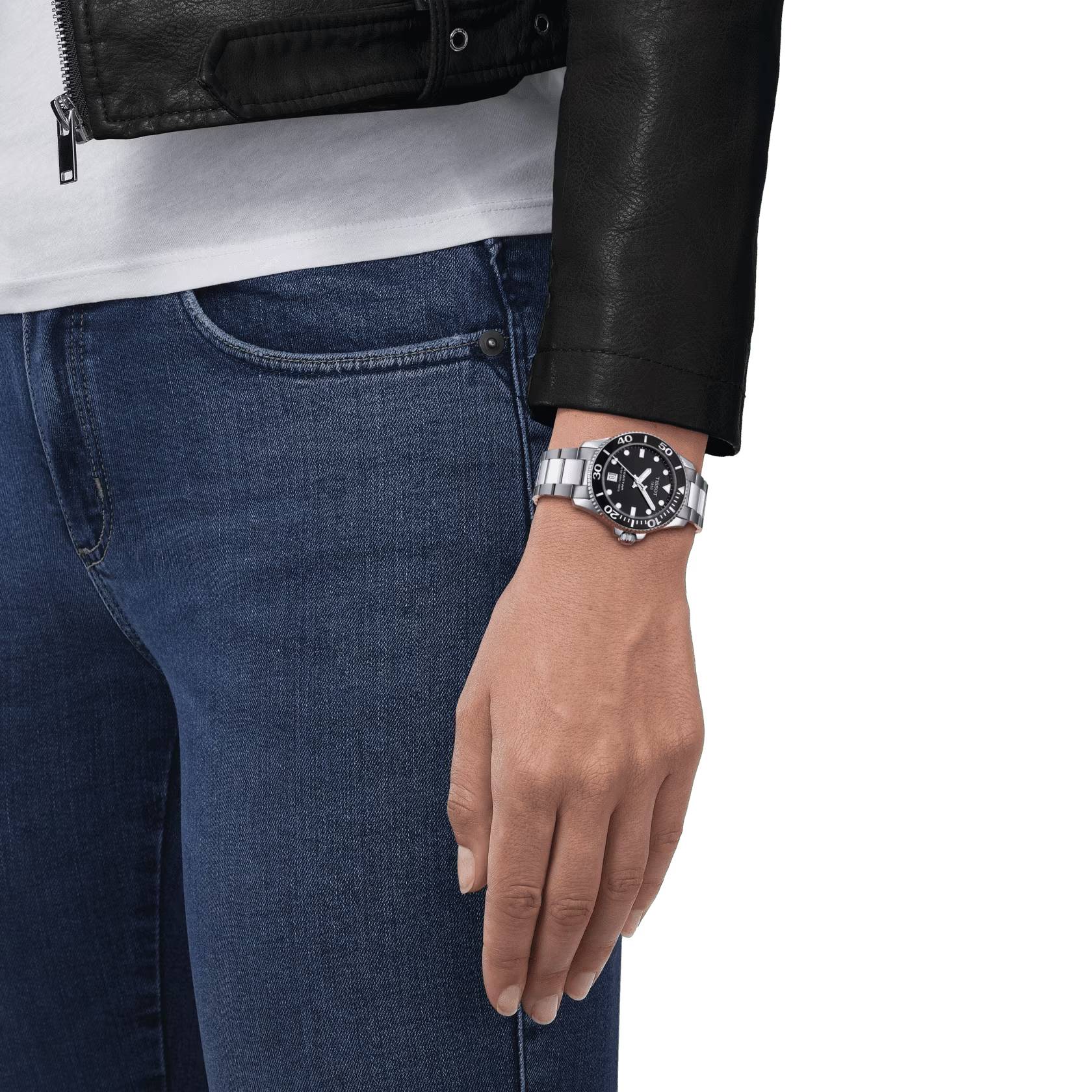 Orologio Unisex Tissot Quarzo Solo Tempo Acciaio Seastar Nero 300 m T1202101105100